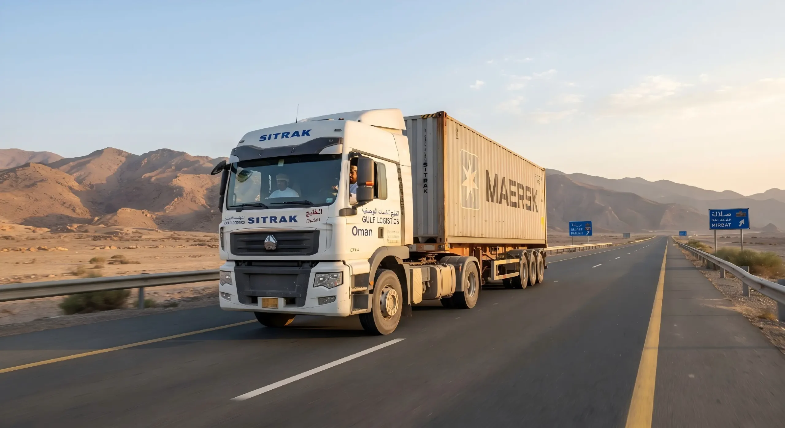 Sitrak truck operating on the highway in Oman