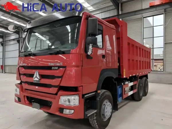 Red SINOTRUK HOWO 371HP 6x4 dump truck tipper with reinforced mining cargo box