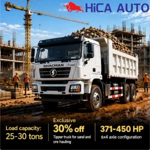 White SHACMAN F3000 6x4 dump truck tipper hauling ore with 25-30 tons load capacity