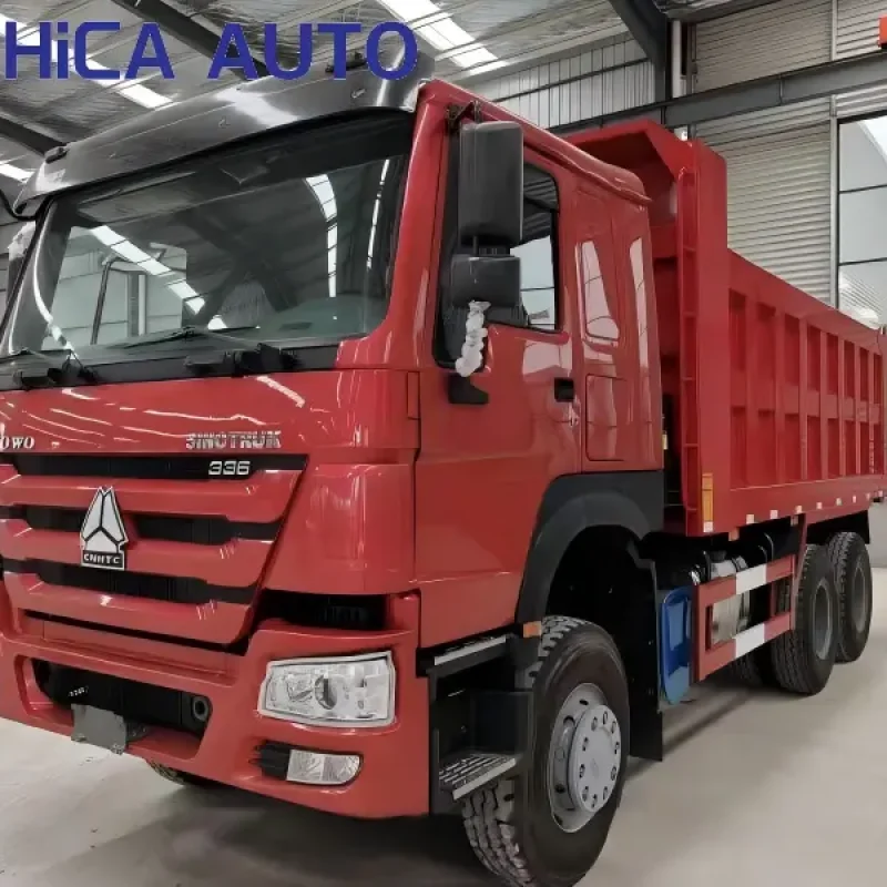 Red SINOTRUK HOWO 371HP 6x4 dump truck tipper with reinforced mining cargo box