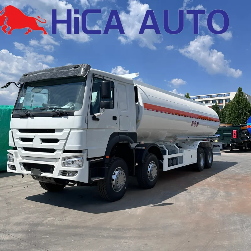 White HOWO 8x4 fuel tanker truck with 371HP engine for sale by HICA AUTO